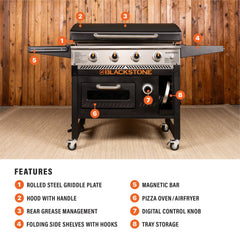 36" Griddle Pizza Oven Airfryer Combo